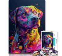Puzzles 1000 pièces pour Adolescents Chien psychédélique, Jeux Amusants en Famille, activités Amusantes à la Maison, Cadeau d'anniversaire, Cadeaux de Voyage (38x26cm)