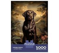 Puzzles 1000 Pièces pour Adolescents Chocolate Labrador in Tropical Landscape Puzzles pour Adultes Jeux De Famille Améliore La Mémoire Cadeau d'anniversaire, Cadeaux, 52x38cm/1000pcs