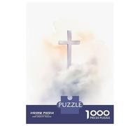 Puzzles 1000 Pièces pour Adolescents Christian Cross in The Clouds Puzzles pour Adultes Jeux Relaxants Découpe De Précision Cadeaux pour Les Amis Et La Famille 52x38cm/1000pcs
