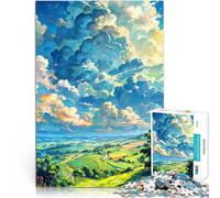 Puzzles 1000 pièces pour Adolescents Ciel de rêve sur des Champs Verts Casse-tête Activités Amusantes à la Maison, Cadeaux d'anniversaire, Cadeaux de Voyage, 75x50cm