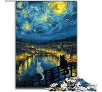 Puzzles 1000 pièces pour Adolescents, Ciel étoilé, Chat Noir et Blanc, Jeux, Jouets, Cadeaux d'anniversaire Uniques pour Les Enfants de 14 Ans et Plus (Taille 26x38cm)