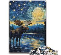 Puzzles 1000 pièces pour Adolescents Ciel Nocturne Élan Relax Jeux éducatifs pour Anniversaire, Noël à partir de 14 Ans 26x38cm