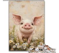 Puzzles 1000 pièces pour Adolescents, Cochon Aquarelle, Jeu Familial Anti-Stress, défi Difficile, renforce l'amour Entre Couples (Taille 26x38cm)