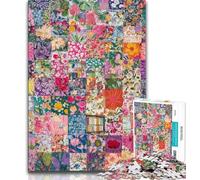 Puzzles 1000 pièces pour Adolescents, Collage de Fleurs, Assemblage de Motifs, avec Affiche et fiche de Questions-réponses Assorties, pour Les Enfants de 14 Ans et Plus, 38x26cm