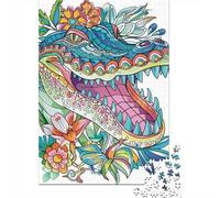 Puzzles 1000 Pièces pour Adolescents Colorful Crocodile Tattoo Design Puzzle Jeux Relaxants, Amusants Et Humoristiques Cadeau d'anniversaire, Cadeaux, 70x50cm/1000pcs