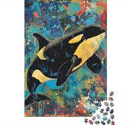 Puzzles 1000 Pièces pour Adolescents Colorful Orca Whale Art Print Puzzles pour Adultes - Décoration Murale - Analyse Et Logique - Stimule Le Cerveau 70x50cm/1000pcs