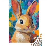 Puzzles 1000 Pièces pour Adolescents Colorful Rabbit Painting-5 Puzzles pour Adultes - Décoration Murale - Analyse Et Logique - Stimule Le Cerveau 38x26cm/1000pcs