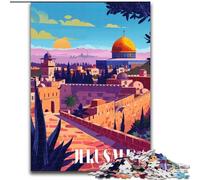 Puzzles 1000 pièces pour Adolescents Coucher de Soleil à Jérusalem, entraînez Votre Cerveau et Vos Mains Cadeaux d'anniversaire et Cadeaux Uniques pour Les 14 Ans et Plus 26x38cm