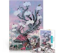 Puzzles 1000 pièces pour Adolescents Coucher de Soleil sur la Route de Soul Deer Jeu Stimulant Une œuvre d'art 52x38cm