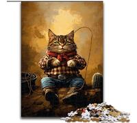 Puzzles 1000 pièces pour Adolescents Cowboy Cat, Jeu Familial Anti-Stress, défi Difficile, renforce l'amour Entre Couples (Taille 50x75cm)