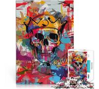 Puzzles 1000 pièces pour Adolescents Crâne avec Un Graffiti de Couronne Jeux de détente Décoration d'intérieur et Cadeaux Uniques 38x26cm