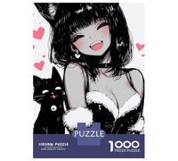 Puzzles 1000 Pièces pour Adolescents Cute Anime Cat Girl and Black Cat Puzzles pour Adolescents, Jouets Anti-Stress, Difficile, Excellent Cadeau pour Les Jeux 70x50cm/1000pcs