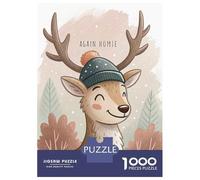 Puzzles 1000 Pièces pour Adolescents Cute Deer in Winter Hat Puzzle pour Adultes, Jouet, Décoration Murale, Découpe De Précision, Cadeau Anti-Stress 70x50cm/1000pcs