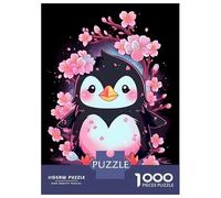 Puzzles 1000 Pièces pour Adolescents Cute Floral Penguin Puzzles pour Adultes Jeux Relaxants Assemblage De Motifs Cadeau d'anniversaire, Cadeaux, 52x38cm/1000pcs
