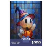 Puzzles 1000 Pièces pour Adolescents Cute Ghost with Pumpkin and Witch Hat Puzzles pour Adolescents, Jouets Anti-Stress, Difficile, Excellent Cadeau pour Les Jeux 38x26cm/1000pcs