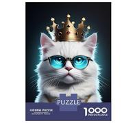 Puzzles 1000 Pièces pour Adolescents Cute Queen White Cat Puzzles pour Adolescents, Jouets Anti-Stress, Difficile, Excellent Cadeau pour Les Jeux 52x38cm/1000pcs