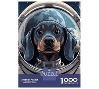 Puzzles 1000 Pièces pour Adolescents Dachshund Dog Astronaut Puzzles pour Adultes Jeux Amusants Décoration Parfaite Cadeaux d'anniversaire Uniques 52x38cm/1000pcs