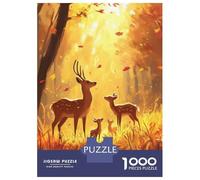 Puzzles 1000 Pièces pour Adolescents Deer Family in Autumn Forest Puzzles pour Adultes Jeux Relaxants Assemblage De Motifs Cadeau d'anniversaire, Cadeaux, 38x26cm/1000pcs