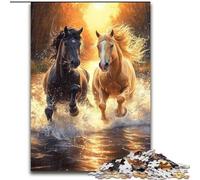 Puzzles 1000 pièces pour Adolescents Deux Chevaux, Chaque pièce est Unique - Jeu Familial Stimulant et Amusant pour Les 14 Ans (Taille 50x75cm)