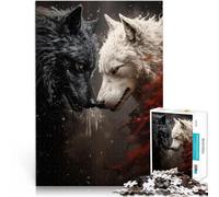 Puzzles 1000 pièces pour Adolescents Deux Loups Qui se Battent Jouets éducatifs d'apprentissage Idées Cadeaux 38x26cm