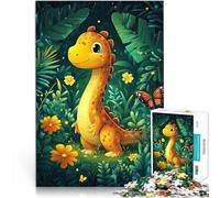 Puzzles 1000 pièces pour Adolescents Dinosaure Mignon dans la Jungle Jeu de Quiz Décoration Murale, Cadeaux Uniques pour Anniversaire et Noël 38x26cm