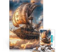 Puzzles 1000 pièces pour Adolescents Dirigeable Steampunk Jouet éducatif intellectuel décompressant Super Cadeau 38x26cm