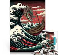 Puzzles 1000 pièces pour Adolescents Dragon au Large de Kanagawa Jouets à Faire soi-même Cadeau d'anniversaire, Cadeaux, décoration Murale 52x38cm