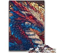 Puzzles 1000 pièces pour Adolescents, Dragon en vitrail, Jeux de détente, Jeu éducatif pour Anniversaire, Noël, à partir de 14 Ans, 26x38cm