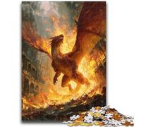 Puzzles 1000 pièces pour Adolescents Dragon Flamme pour 14 Ans et Plus Défi éducatif Activités Amusantes à la Maison, Cadeaux d'anniversaire, Cadeaux de Voyage 50x75cm