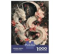 Puzzles 1000 Pièces pour Adolescents Dragon Sakura Japanese Puzzle Adulte, Jouet Anti-Stress, Cadeau pour Les Amis Et La Famille 38x26cm/1000pcs