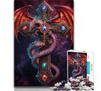 Puzzles 1000 pièces pour Adolescents Dragon Volant et épée, Puzzle Adulte, défi d'intelligence cérébrale, Jouets addictifs pour la décoration de la Maison (Taille 38x26cm)
