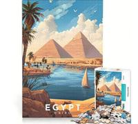 Puzzles 1000 pièces pour Adolescents Egypt Travel Poster | Analyse et logique Chaque pièce est unique Renforcez l'amour entre les couples. 38x52cm