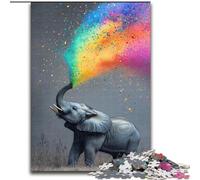 Puzzles 1000 pièces pour Adolescents Éléphant fumé Arc-en-Ciel, à partir de 14 Ans Chaque pièce est Unique Un Jeu Amusant et Stimulant pour Toute la Famille Bon Cadeau (Taille 26x38cm)
