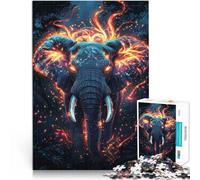 Puzzles 1000 pièces pour Adolescents Éléphant majestueux avec Lueur Jeux éducatifs Activités Amusantes à la Maison, Cadeaux d'anniversaire, Cadeaux de Voyage, 75x50cm