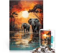 Puzzles 1000 pièces pour Adolescents éléphants d'Afrique Réduction du Stress intéressante Cadeaux du Père Noël Secret 38x26cm