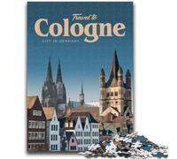 Puzzles 1000 pièces pour Adolescents et Adultes Visitez Cologne Puzzles pour Adultes À Offrir en Cadeau à Toute la Famille à partir de 14 Ans (50x75cm)