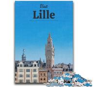 Puzzles 1000 pièces pour Adolescents et Adultes Visitez Lille pour Les 14 Ans et Plus Cadeaux intéressants pour réduire Le Stress et Les Amis (Taille 38x26cm)
