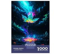 Puzzles 1000 Pièces pour Adolescents Ethereal Leaf on A Cosmic Puzzle Adulte Jouet Décoration Murale Vacances À La Maison Tuer Le Temps Aider À Stimuler Le Cerveau 52x38cm/1000pcs
