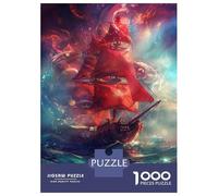 Puzzles 1000 Pièces pour Adolescents Fantasy Artwork Sailing Ship in Cosmic Sea Puzzles pour Adolescents, Jouets, Décoration Murale, Cadeaux pour Femmes, Cadeau d'anniversaire, Cadeaux, 70x50cm/1000p