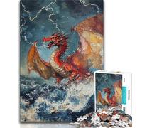 Puzzles 1000 pièces pour Adolescents Fantasy Red Dragon, Jeux Amusants en Famille, activités Amusantes à la Maison, Cadeau d'anniversaire, Cadeaux de Voyage 38x26cm