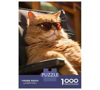 Puzzles 1000 Pièces pour Adolescents Fat Cat Chilling Sun Beach Puzzle Adulte Jouet Décoration Murale Vacances À La Maison Tuer Le Temps Aider À Stimuler Le Cerveau 70x50cm/1000pcs