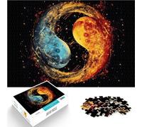 Puzzles 1000 pièces pour Adolescents Feu et Eau Yin Yang Réduction du Stress intéressante Cadeau d'anniversaire, Cadeaux 75x50cm