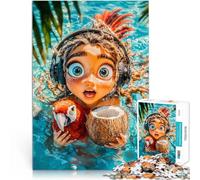 Puzzles 1000 pièces pour Adolescents Fille avec Perroquet et Noix de Coco Jouets de Jeu Décoration d'intérieur et Cadeaux Uniques 75x50cm