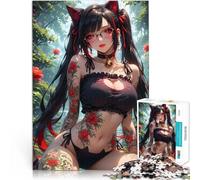 Puzzles 1000 pièces pour Adolescents Fille Chat d'anime avec des Tatouages Casse-tête est idéal comme Cadeau pour Toute la Famille 50x70cm