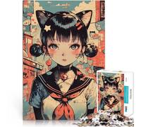 Puzzles 1000 pièces pour Adolescents Fille d'anime avec des Oreilles de Chat défi éducatif Cadeau d'anniversaire, Cadeaux 38x26cm