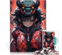 Puzzles 1000 pièces pour Adolescents Fille d'anime avec Un Masque d'Oni Jeu de Quiz Renforcer l'amour Entre Les Couples 38x26cm