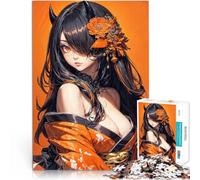 Puzzles 1000 pièces pour Adolescents Fille d'anime Florale Orange Jouets à Faire soi-même Cadeau pour Les Anniversaires 52x38cm
