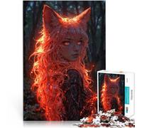 Puzzles 1000 pièces pour Adolescents Fille renarde Ardente Jouets éducatifs d'apprentissage Cadeau d'œuvre d'art 38x26cm