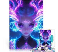 Puzzles 1000 pièces pour Adolescents Fille spirituelle d'anime au néon céleste Casse-tête pour Idées Cadeaux 50x70cm
