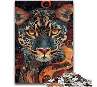 Puzzles 1000 pièces pour Adolescents Flamme Léopard Jeux éducatifs Décoration d'intérieur Collection d'artistes, Beaux-Arts 26x38cm